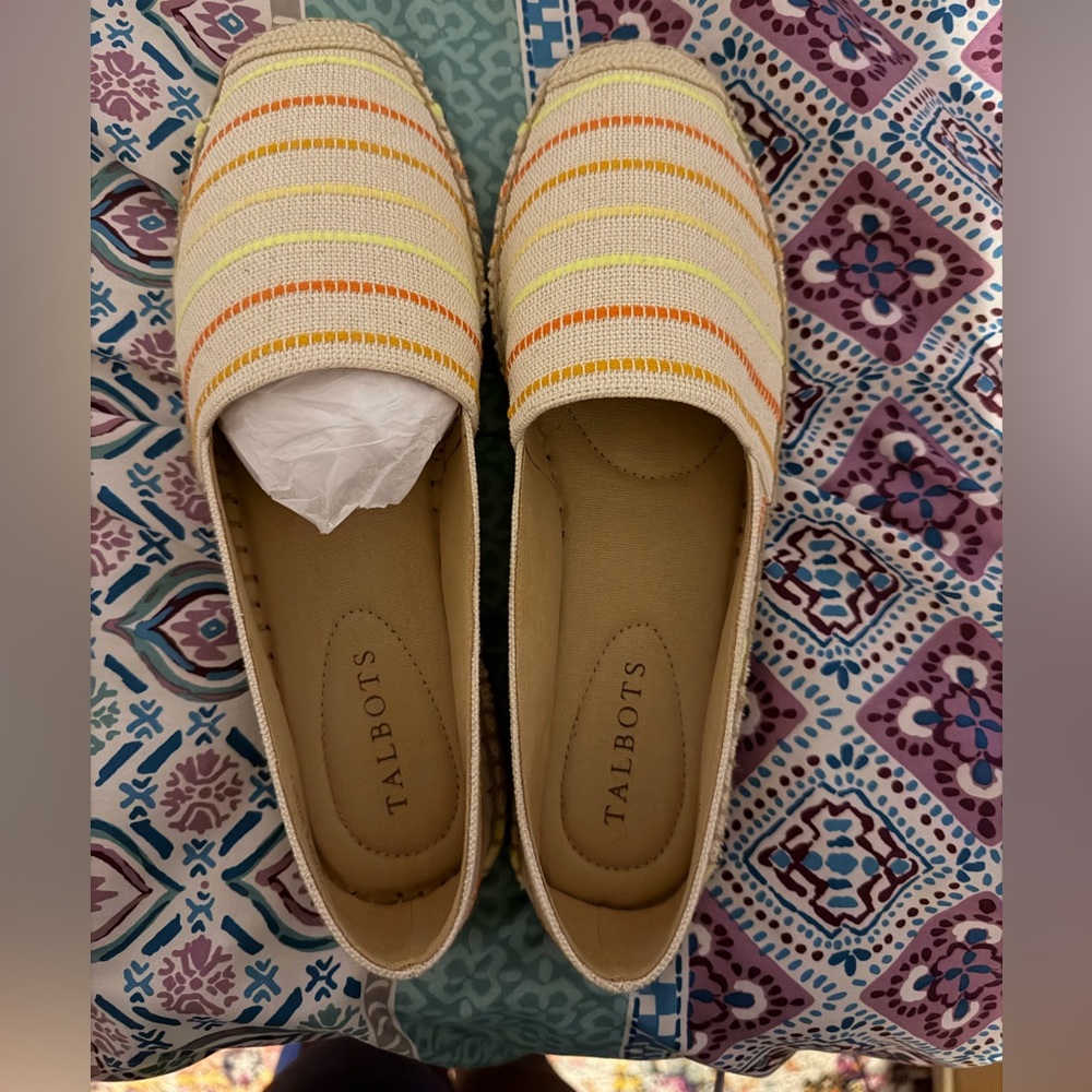 Talbots Women's Espadrilles in Yellow and Orange Stripes
